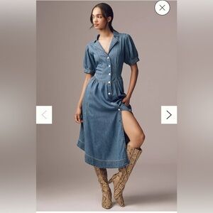 Pilcro Short-Sleeve Denim Midi Shirt Dress